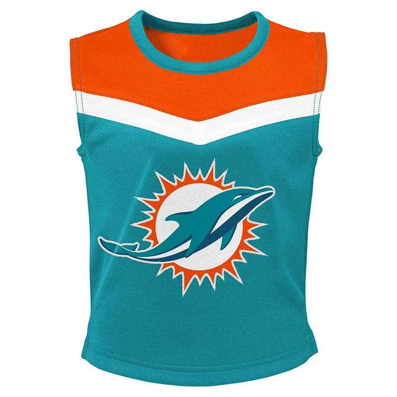 Girls Youth Aqua Miami Dolphins Spirit Two-Piece Cheerleader Set