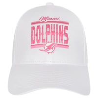 Casquette ajustable structurée entièrement blanche pour jeunes filles des Miami Dolphins