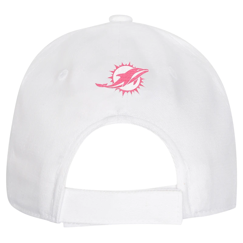 Casquette ajustable structurée entièrement blanche pour jeunes filles des Miami Dolphins