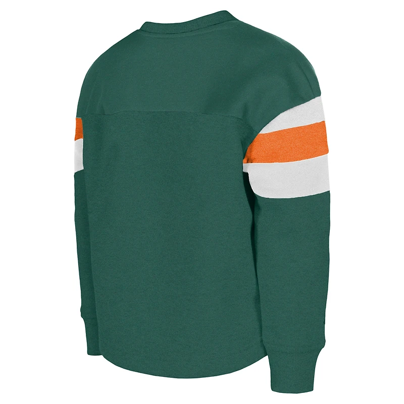 Sweat-shirt à paillettes blocs de couleurs pour jeunes filles New Era Aqua Miami Dolphins Throwback