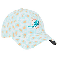 Casquette ajustable Active Leopard 9TWENTY Miami Dolphins New Era blanche pour filles