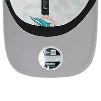 Casquette ajustable Active Leopard 9TWENTY Miami Dolphins New Era blanche pour filles