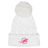 Bonnet tricoté à revers torsadé et pompon pour jeunes filles des Dolphins de Miami