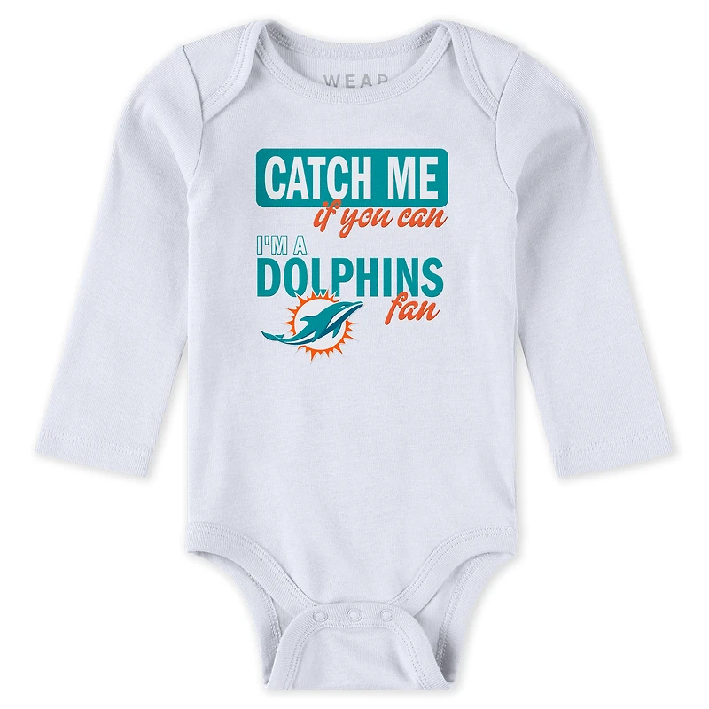 Infant & Newborn WEAR by Erin Andrews Miami Dolphins Three-Piece Turn Me Around Bodysuits Pant Set