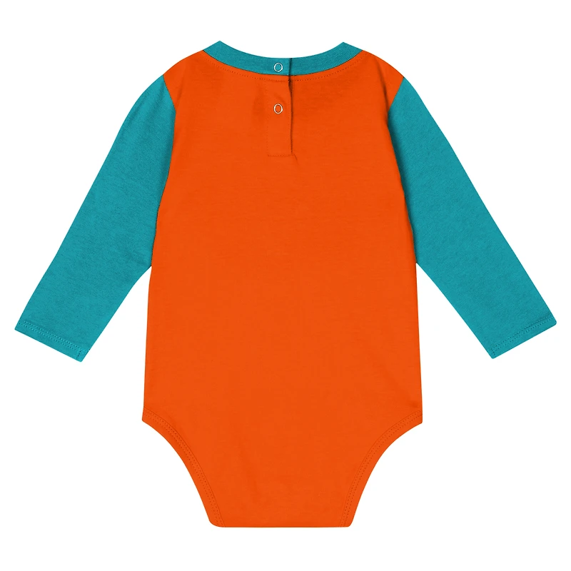 Ensemble body à manches longues et pantalon pour bébé Aqua Miami Dolphins Double Up