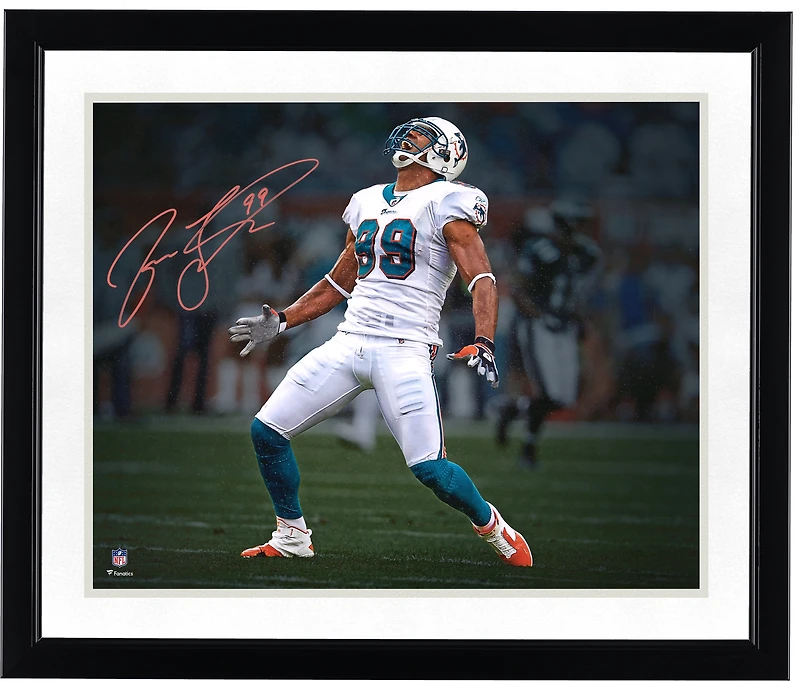 Photo dédicacée de Jason Taylor (Miami Dolphins) - Célébration d'un sack (40 x 50 cm)