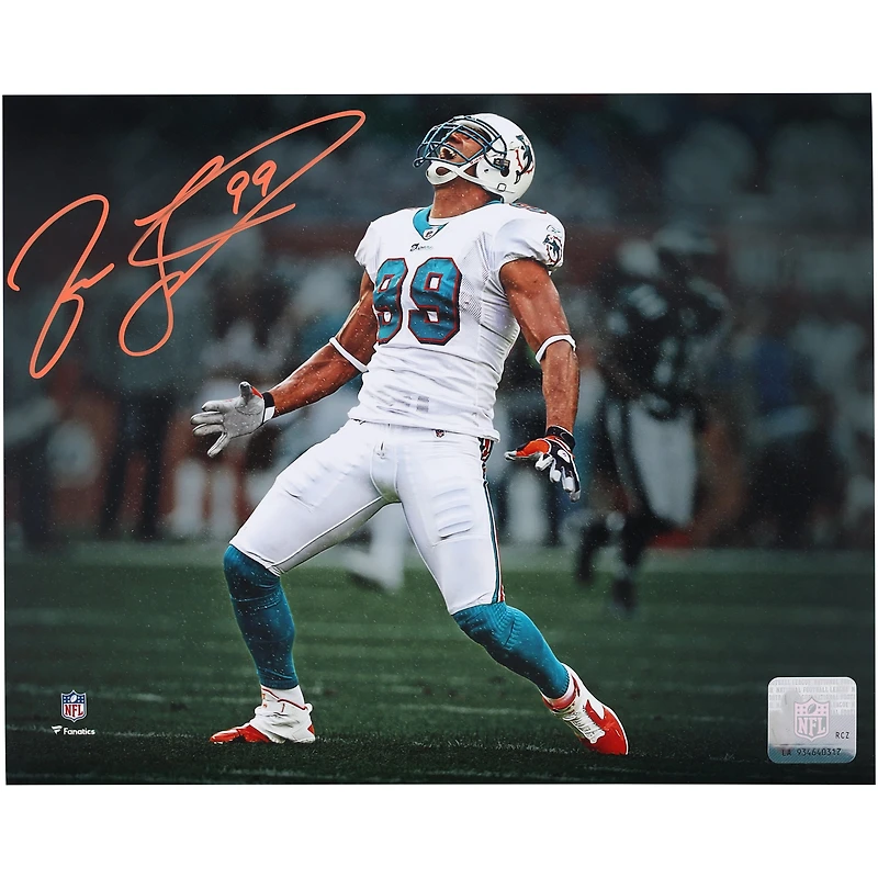 Photographie autographiée de Jason Taylor des Miami Dolphins, Scream Spotlight, 8" x 10"