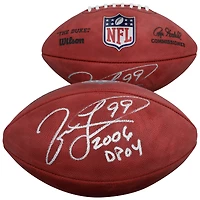 Ballon de football américain Duke en couleurs, autographié par Jason Taylor (Miami Dolphins), avec inscription « 2006 DPOY ».