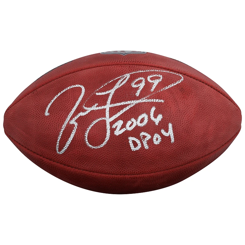 Ballon de football américain Duke en couleurs, autographié par Jason Taylor (Miami Dolphins), avec inscription « 2006 DPOY ».
