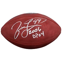Ballon de football américain Duke en couleurs, autographié par Jason Taylor (Miami Dolphins), avec inscription « 2006 DPOY ».