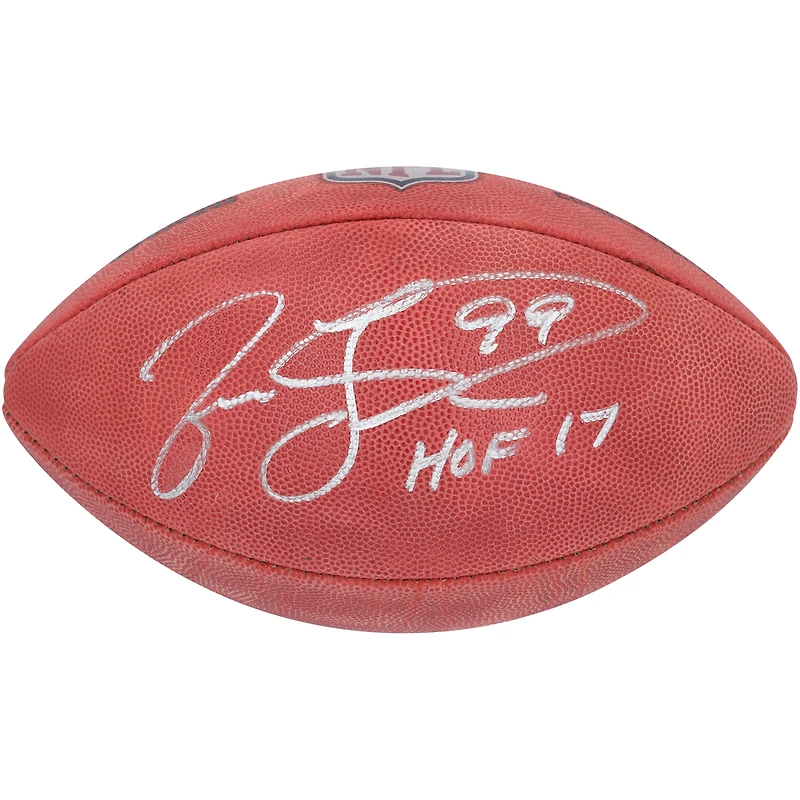 Ballon de football Duke en couleur autographié par Jason Taylor des Miami Dolphins avec l'inscription « HOF 17 »
