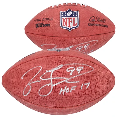 Ballon de football Duke en couleur autographié par Jason Taylor des Miami Dolphins avec l'inscription « HOF 17 »