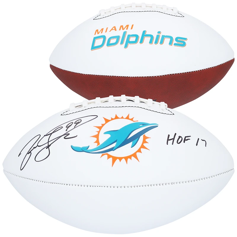 Ballon de football Franklin White Panel autographié par Jason Taylor des Miami Dolphins avec l'inscription « HOF 17 »
