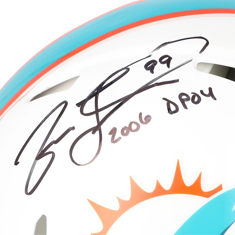 Casque Riddell Speed Authentic autographié par Jason Taylor des Miami Dolphins avec inscription « 2006 DPOY »