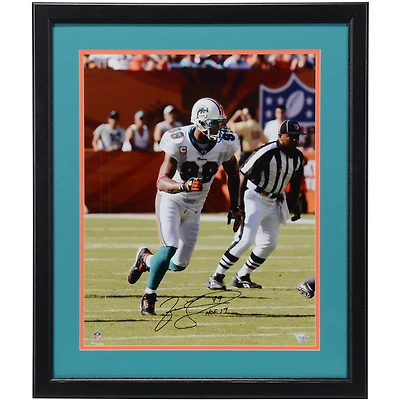 Jason Taylor Miami Dolphins Framed Autographed 16" x 20" Run Photograph with "HOF 17" Inscription