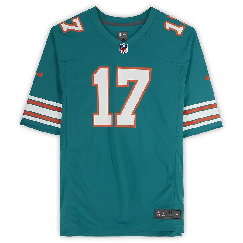 Maillot de match Nike dédicacé par Jaylen Waddle Aqua Miami Dolphins