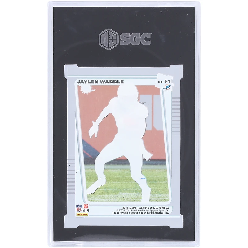Jaylen Waddle Miami Dolphins Autographed 2021 Panini Clearly Donruss #64 SGC Authenticated 8.5 Rookie Card