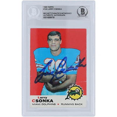 Larry Csonka Miami Dolphins Autographed 1969 Topps Series 1 #120 Beckett Fanatics Witnessed Authenticated Rookie Card 