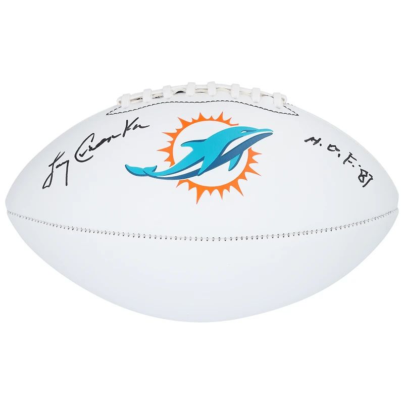 Ballon de football Franklin White Panel autographié par Larry Csonka des Dolphins de Miami avec l'inscription « HOF 87 »