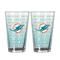Logo Brands Miami Dolphins Two-Pack Chant Fade 16oz. Pint Glass Set