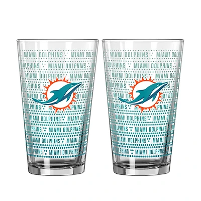 Logo Brands Miami Dolphins Two-Pack Chant Fade 16oz. Pint Glass Set