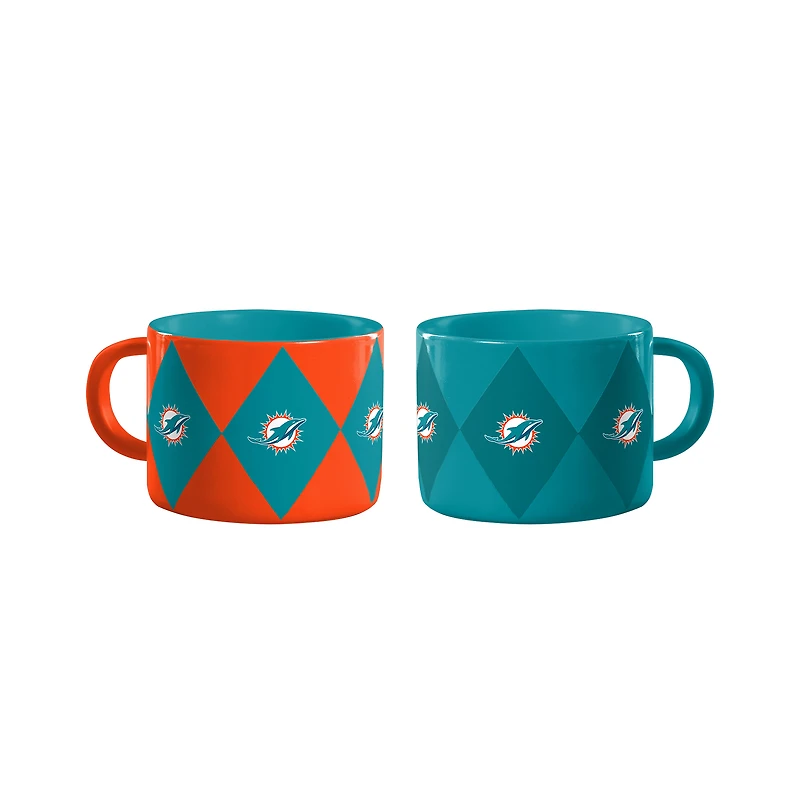 Ensemble de deux tasses à diamant Logo Brands Miami Dolphins
