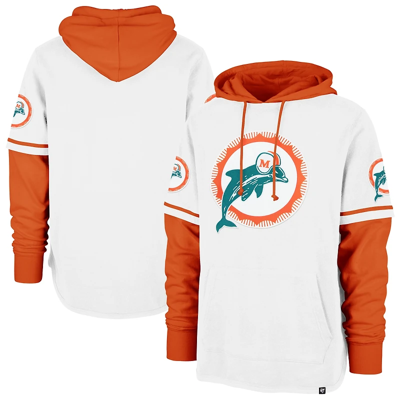 Sweat à capuche blanc '47 pour homme Miami Dolphins Throwback Shortstop