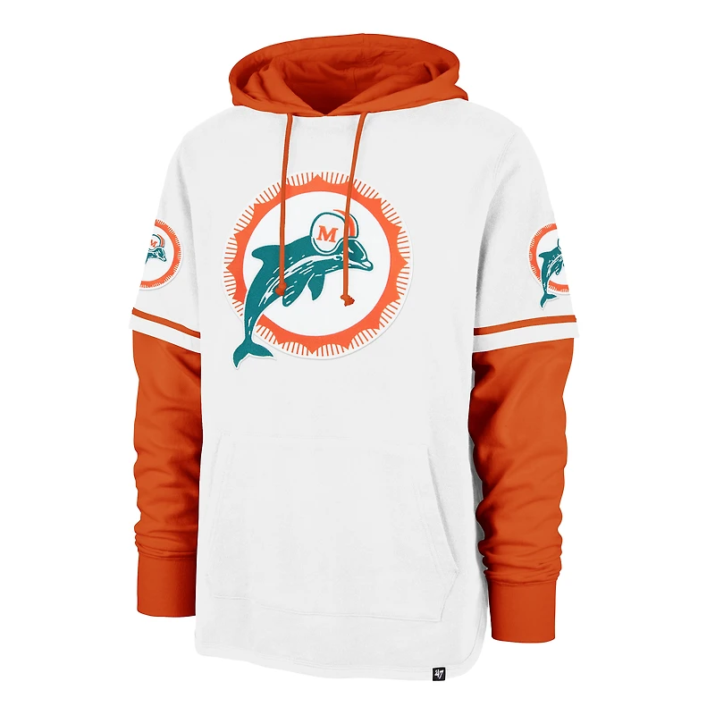Sweat à capuche blanc '47 pour homme Miami Dolphins Throwback Shortstop