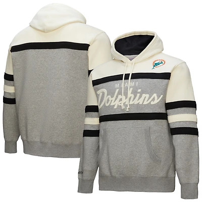 Sweat à capuche logo vintage pour homme Mitchell & Ness Heather Grey Miami Dolphins Head Coach