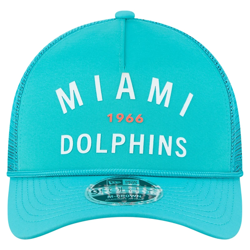 Casquette ajustable New Era Aqua Miami Dolphins Active Minimalist M-Crown A-Frame 9FORTY pour homme