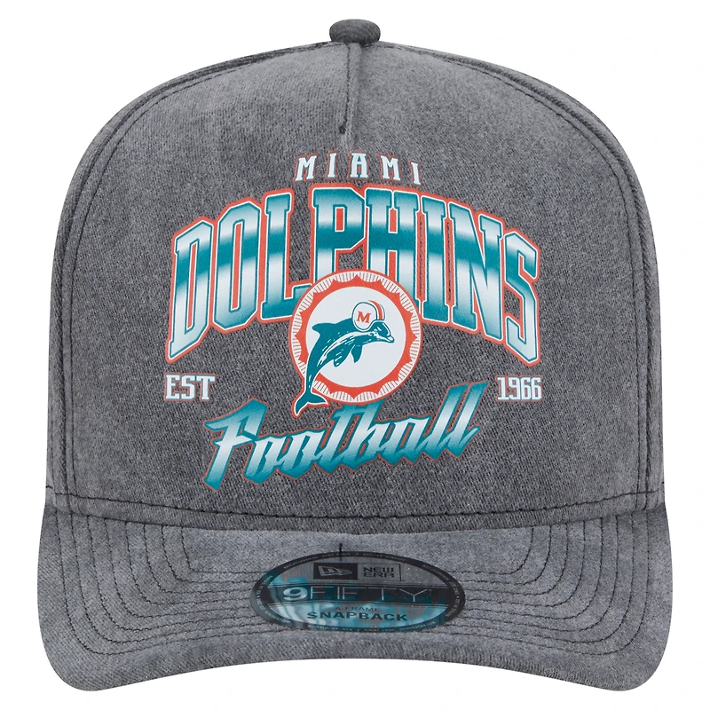 Casquette snapback délavée noire Miami Dolphins de New Era pour homme 9FIFTY