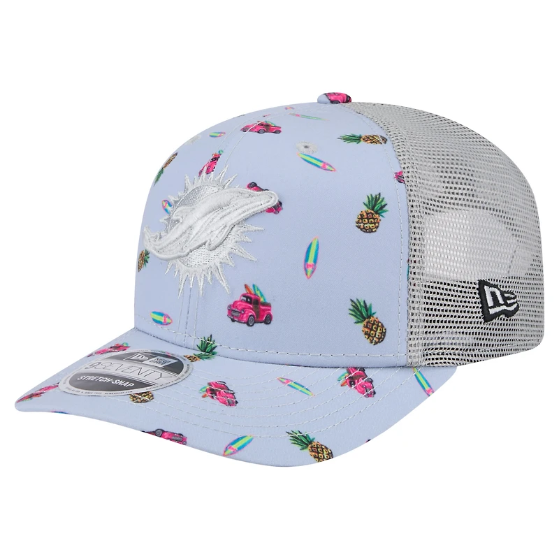 Casquette ajustable 9SEVENTY bleu clair Miami Dolphins Adventure Surfboard New Era pour homme