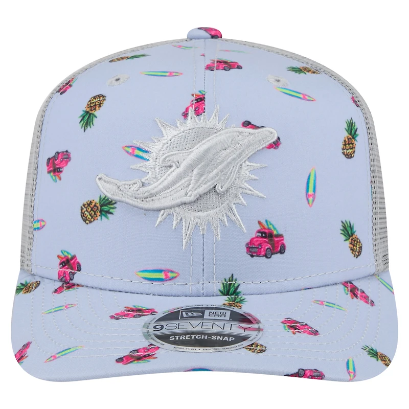 Casquette ajustable 9SEVENTY bleu clair Miami Dolphins Adventure Surfboard New Era pour homme