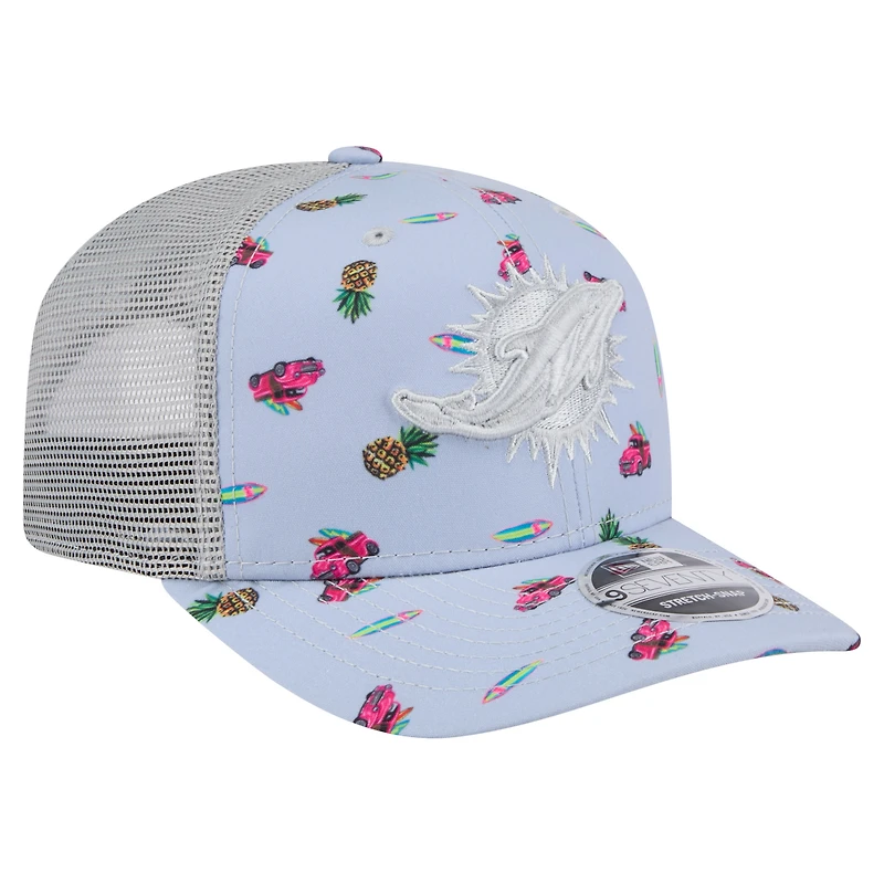 Casquette ajustable 9SEVENTY bleu clair Miami Dolphins Adventure Surfboard New Era pour homme