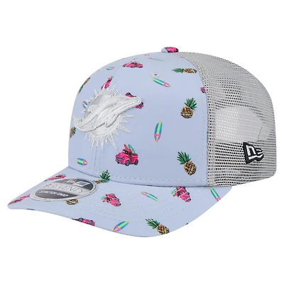 Casquette ajustable 9SEVENTY bleu clair Miami Dolphins Adventure Surfboard New Era pour homme
