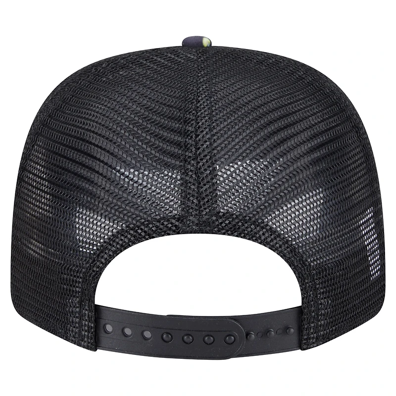 Casquette extensible à boutons-pression New Era bleu marine/noir Miami Dolphins Adventure Drinks Pattern 9SEVENTY pour homme