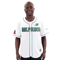 Men's Starter  White Miami Dolphins Relay Full-Button Baseball Jersey