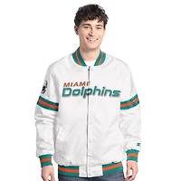 Veste universitaire blanche à boutons-pression Scout des Miami Dolphins Starter pour homme