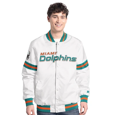 Men's Starter  White Miami Dolphins Scout Full-Snap Varsity Jacket