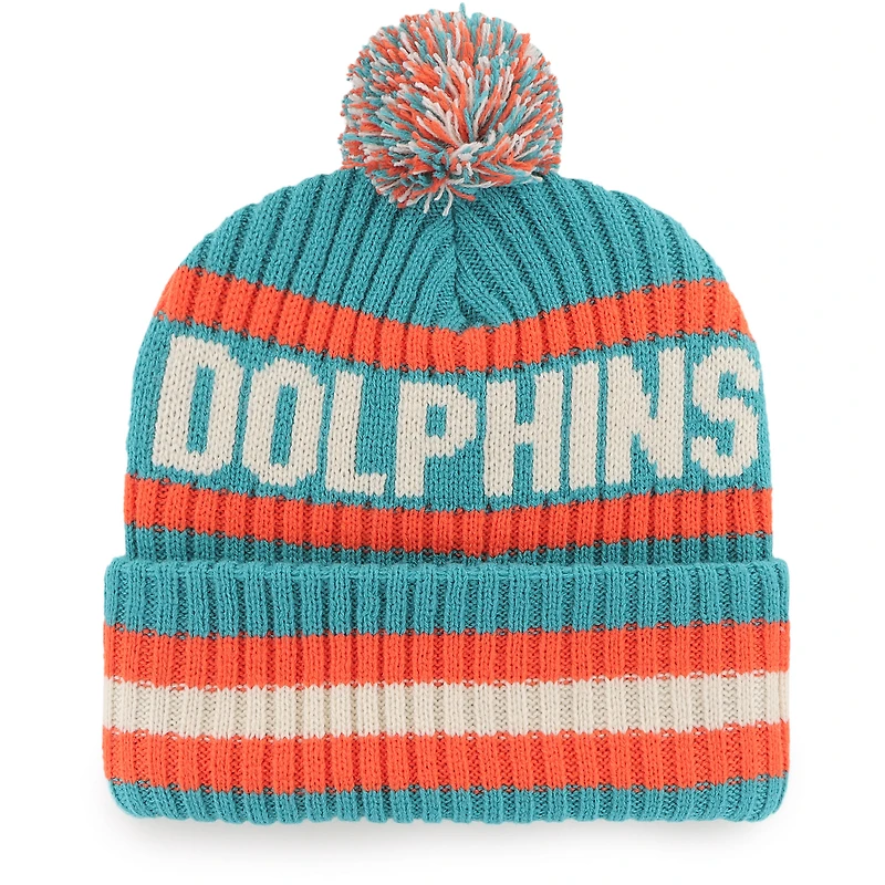 Bonnet en tricot à revers Bering pour hommes '47 Aqua Miami Dolphins avec pompon