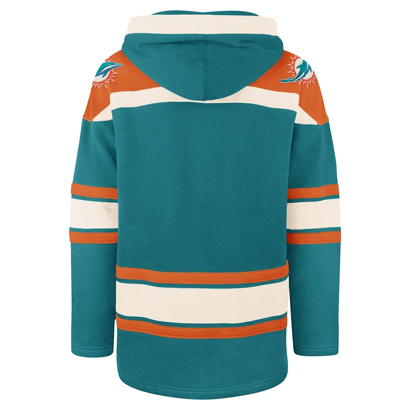 Men's '47 Aqua Miami Dolphins Superior Lacer Pullover Hoodie