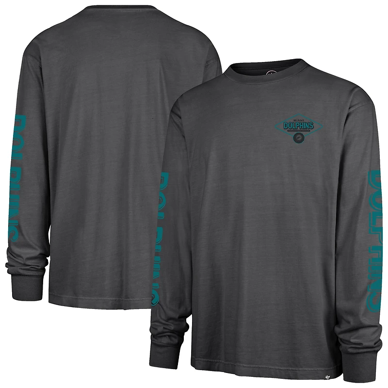 T-shirt à manches longues rétro noir « 47 » pour homme, Miami Dolphins, Cairn Ravine Foundation