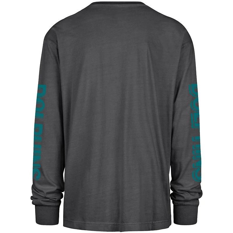 Men's '47 Black Miami Dolphins Cairn Ravine Foundation Throwback Long Sleeve T-Shirt