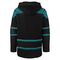 Men's '47 Black Miami Dolphins Dark Pop Lace-Up Pullover Hoodie