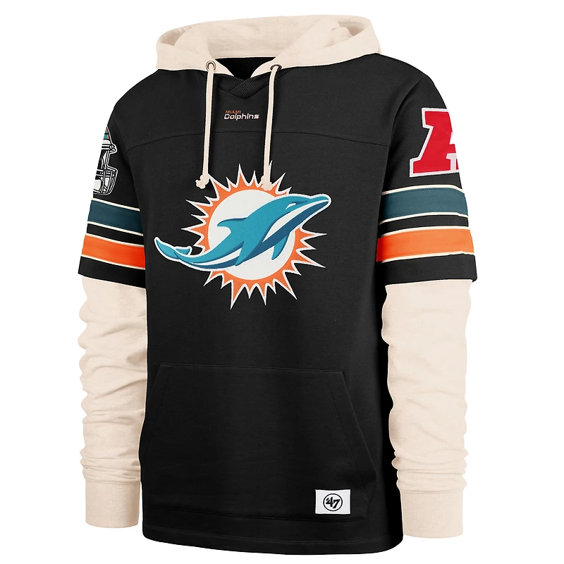 Men's '47  Black Miami Dolphins Split Zone Cornerback Duo Hoodie