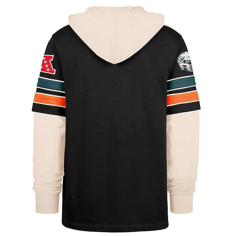 Men's '47  Black Miami Dolphins Split Zone Cornerback Duo Hoodie