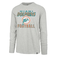 T-shirt à manches longues pour hommes '47 gris Miami Dolphins Dozer Franklin Throwback