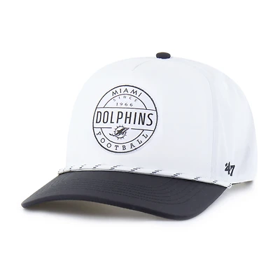 Casquette ajustable bicolore « 47 » blanche/noire Suburbia Hitch des Dolphins de Miami pour homme