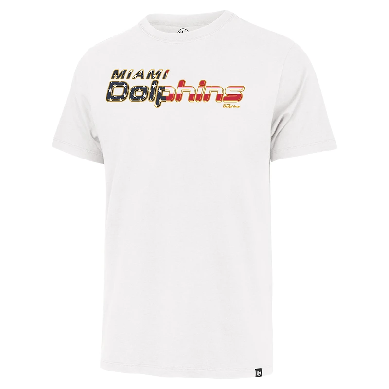 T-shirt Franklin '47 blanc avec drapeau des Dolphins de Miami pour hommes