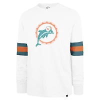 Men's '47 White Miami Dolphins Gridiron Throwback Premier Brex Long Sleeve T-Shirt